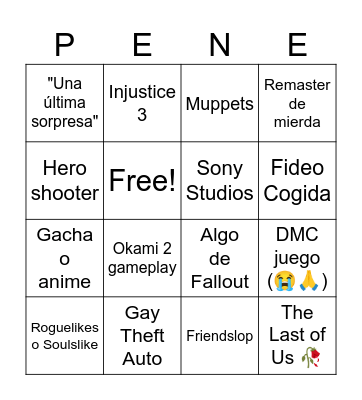 Mierda Gay Fest Bingo Card