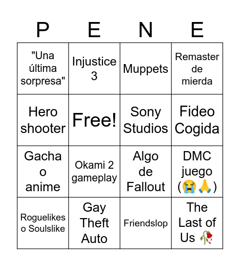 Mierda Gay Fest Bingo Card