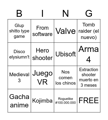 Summerios game fest Bingo Card