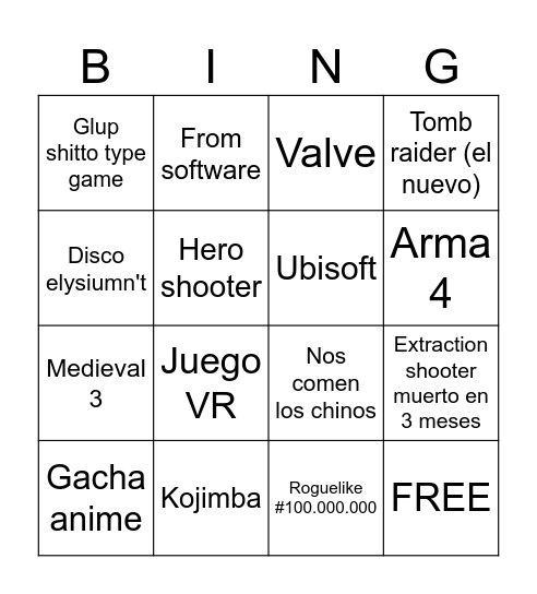 Summerios game fest Bingo Card