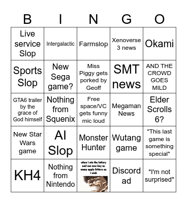Summer Games Fest Bingo Card