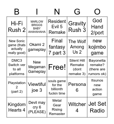 Summer Game Fest 2026 Bingo Card
