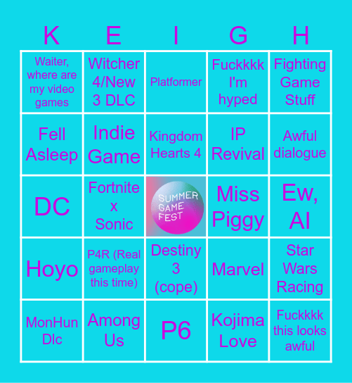 Summer Game Fest 2026 Bingo Card
