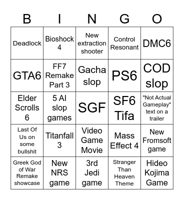 Summer Games Fest 2026 Bingo Card
