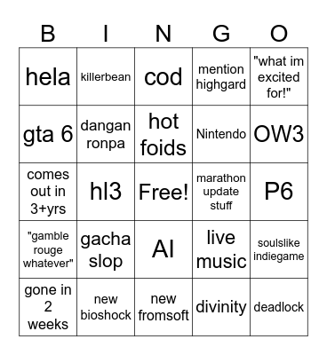 sgf Bingo Card