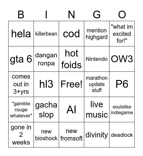 sgf Bingo Card