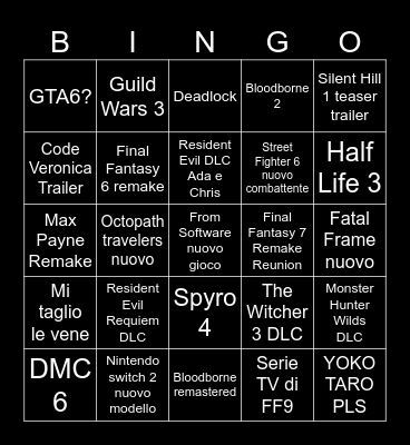 Game fest Bingo Card