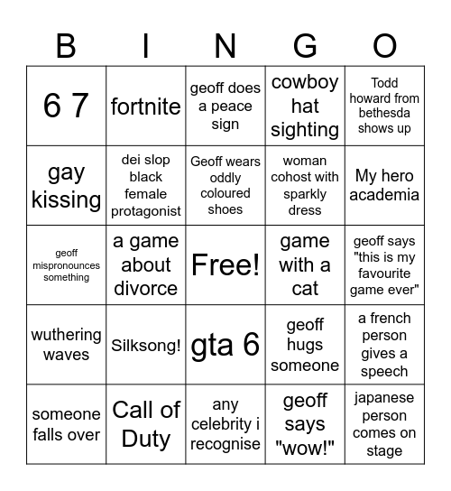 summergamesfest 2026 Bingo Card