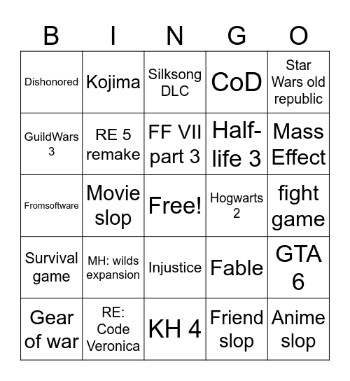 Summer Game Fest Bingo Card