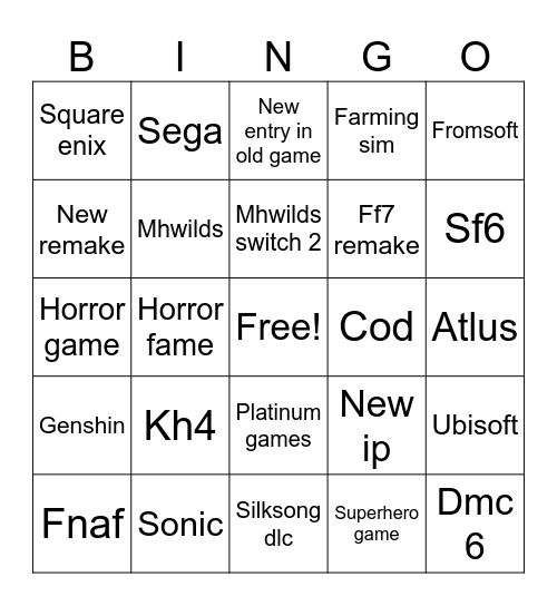 Games fest 2026 Bingo Card