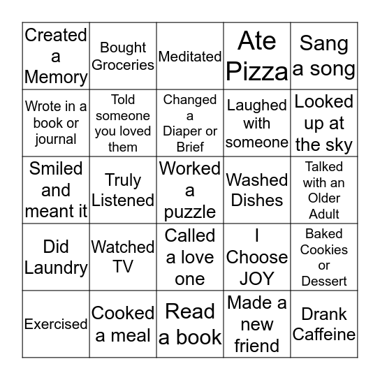 Chapter One Bingo Card