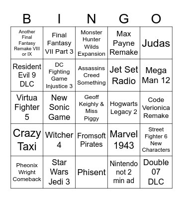 Summer Games Fest Bingo Board Bingo Card