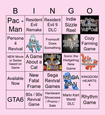 SUMMER GAMES FEST 2026 Bingo Card