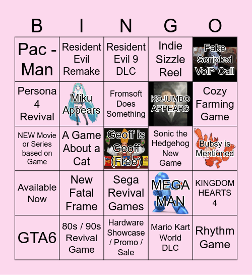 SUMMER GAMES FEST 2026 Bingo Card