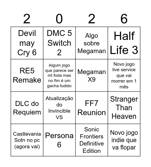 Summer Game Fest 2026 Bingo Card
