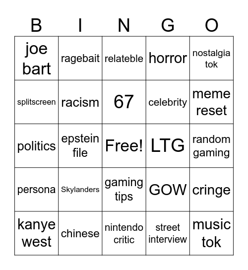 tiktok bingo early 2026 Bingo Card
