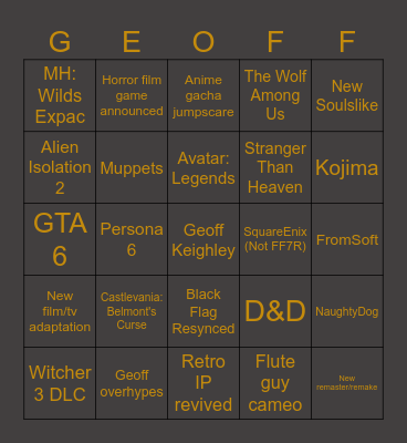 Summer Games Fest 2026 Bingo Card