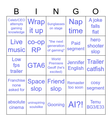 Lemon & Chats Summer games fest bingo Card