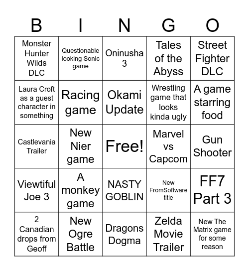 Game :) Bingo Card