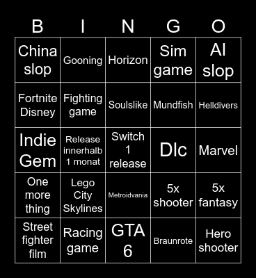 Summer Games Fest Bingo Card