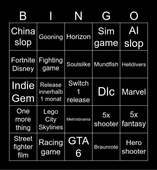 Summer Games Fest Bingo Card
