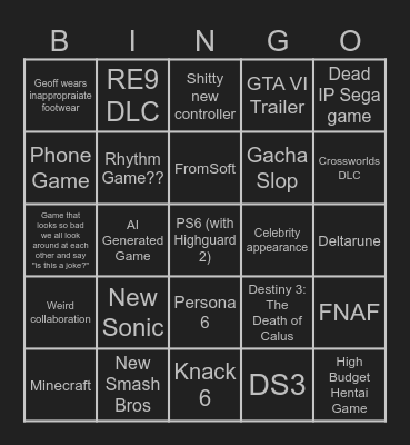 Geoff and the Giant Peach Bingo Card