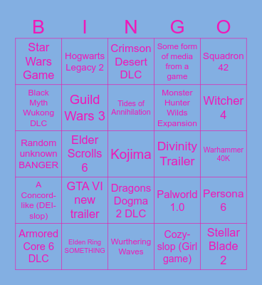 SUMMER GAMES FEST Bingo Card