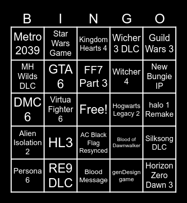 Summer Games Fest Bingo Card
