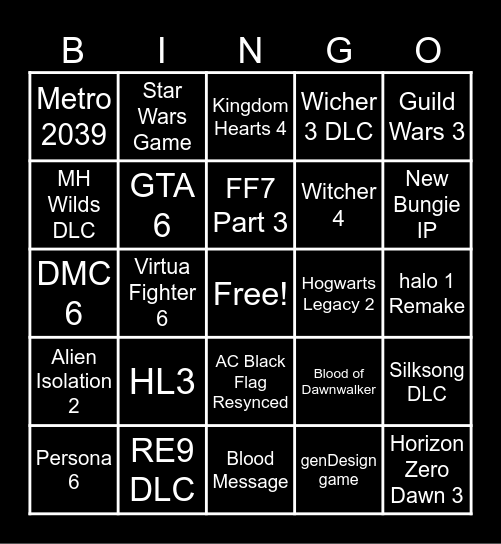 Summer Games Fest Bingo Card