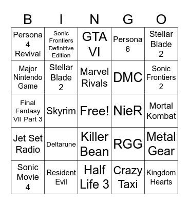 Summer Games Fest Bingo Card