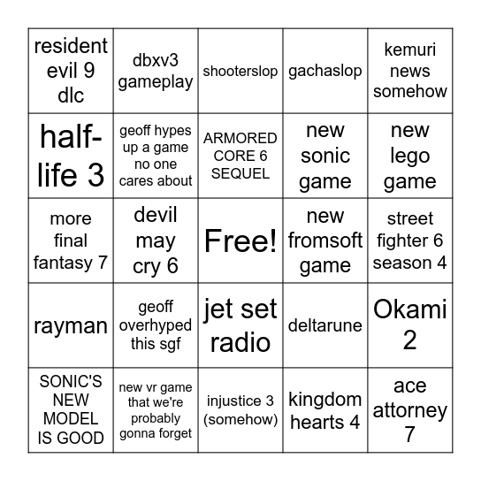 summer games fest 2026 bingo Card