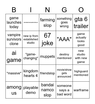 summer games fest Bingo Card