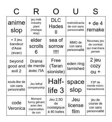 SUMMER GAME FEST CROUSPLAZA EMOJI FEU Bingo Card