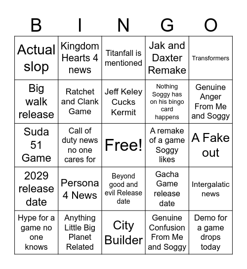 Cope and Malding Bingo Card