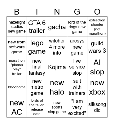 summer games fest Bingo Card