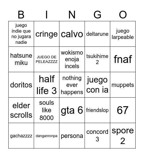 bingo de autismo cringe y copium Bingo Card