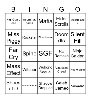 Summer Games Fest Bingo Card