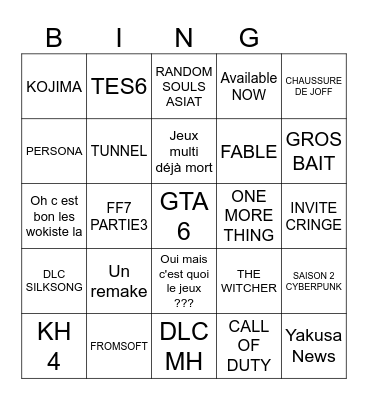Summer Games Fest Bingo Card