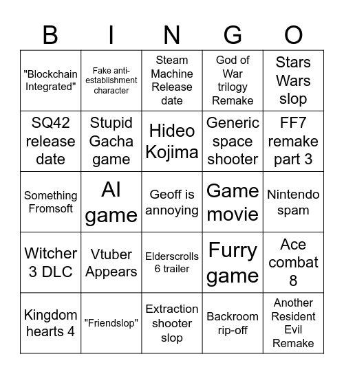 Summer Games Fest 2026 Bingo Card