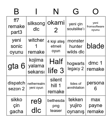 Summer Game Fest Bingo Card