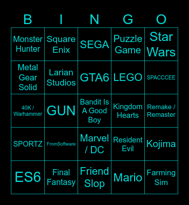 Summer Games Fest 2026 Bingo Card