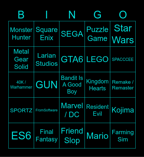 Summer Games Fest 2026 Bingo Card