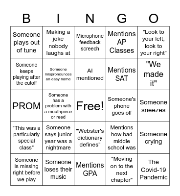 Graduation Bingo! Bingo Card