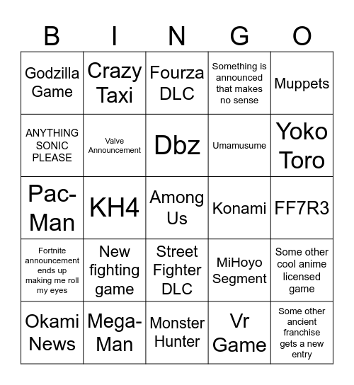 SGF 2026 Last Minute Bingo Card