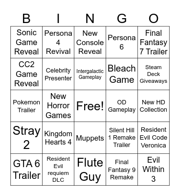 Summer Games Fest Bingo Card