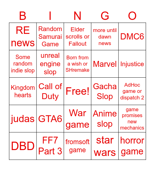 The evil state of play bingo Card