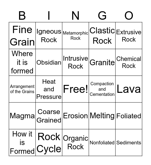 Rocks Glorious Rocks  Bingo Card