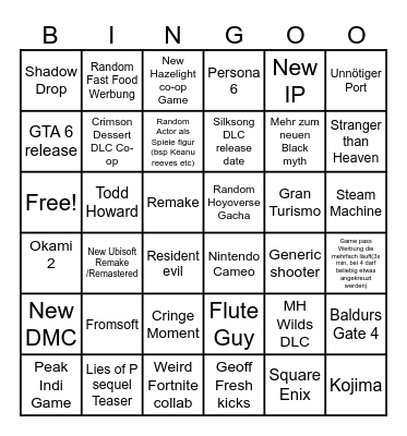 Summer Games Fest 2026 Bingo Card