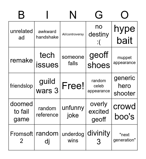 SGF Bingo Card