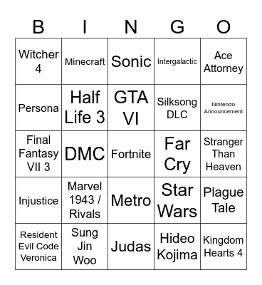 Summer Games Fest Redux Bingo Card